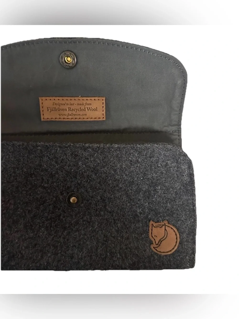 Fjällräven Norrvåge Travel Wallet Wool Fabric, Gray Fjallraven Norravge 4x7.5 in